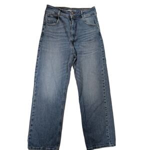 Zara High Rise Wide Straight Leg Jeans Womens 10 Medium Wash Vintage Inspired
